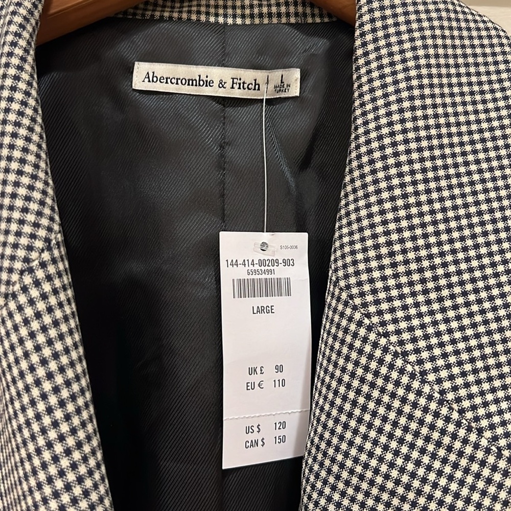Abercrombie and Fitch Double Breasted Houndstooth Blazer Oversized Women’s L - Picture 5 of 7